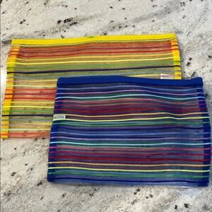 Traveling Striped Mesh Pouches